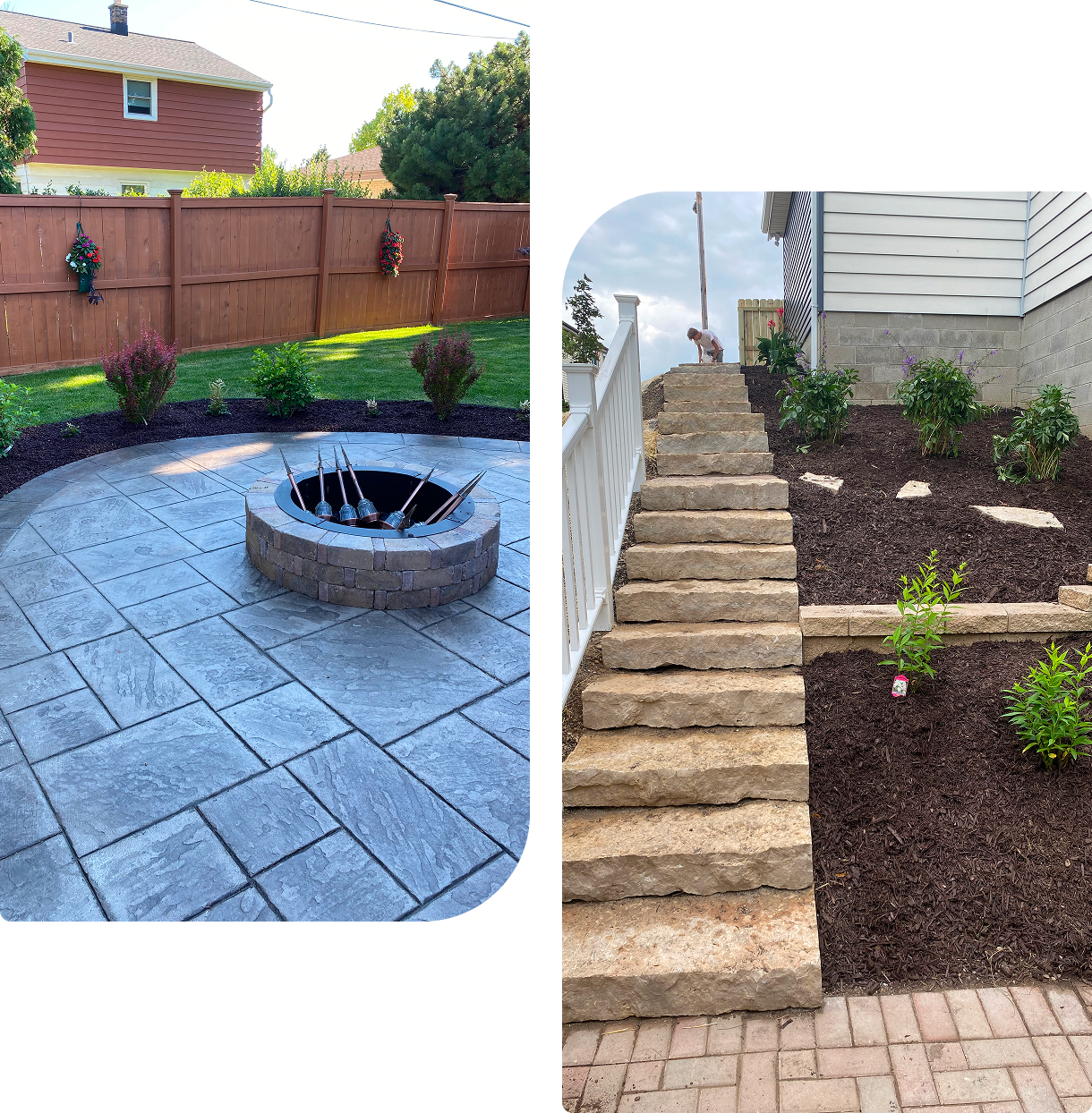 task15 A fire pit and steps in the back yard